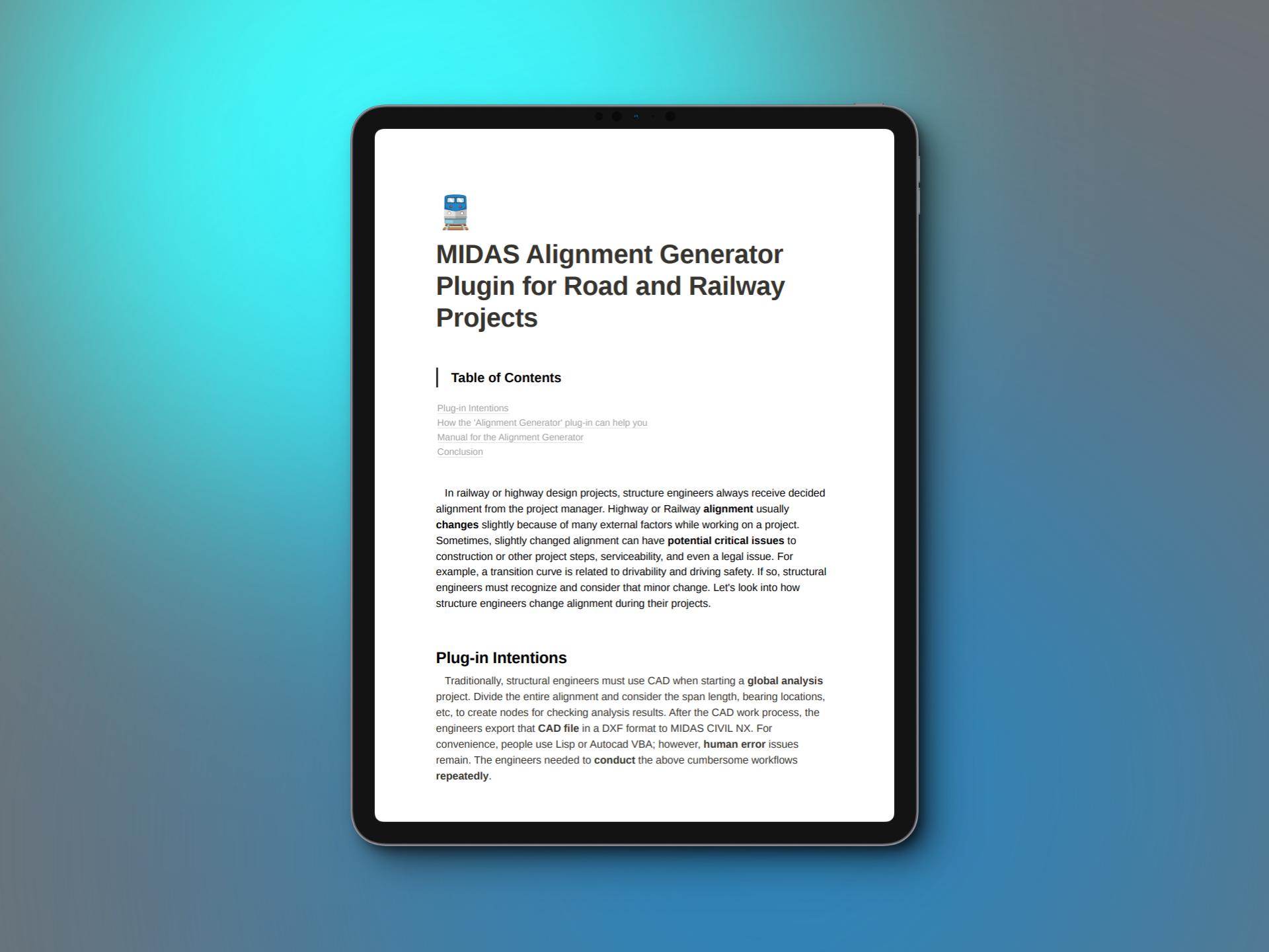 MIDAS Alignment Generator Plugin for Road and Railway Projects